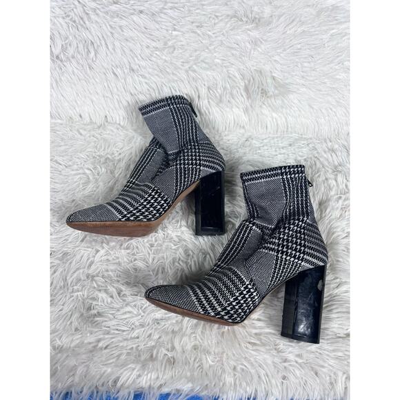 Aldo Boots Womens Size 6M Houndstooth Plaid Block Heel Zip - Picture 3 of 14